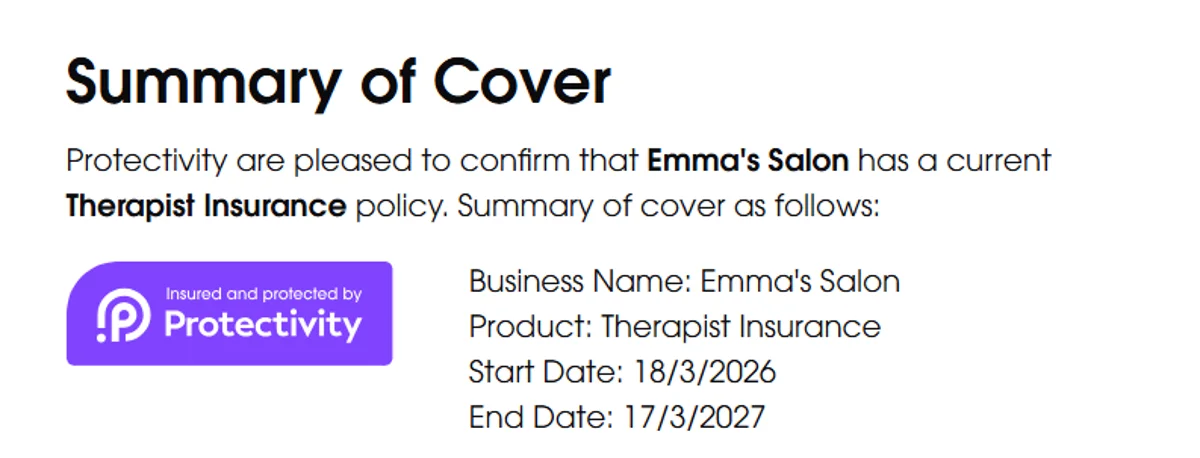 Insurance certificate