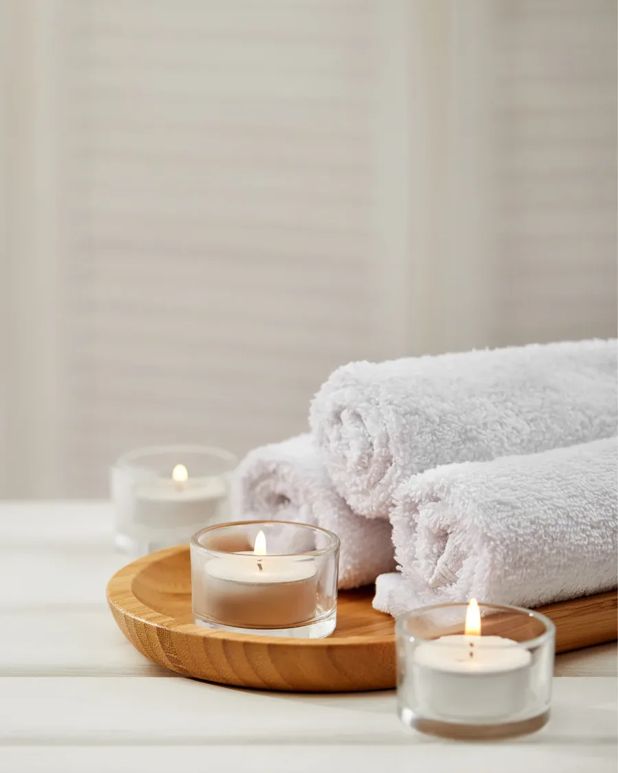 Facial skincare products and candles