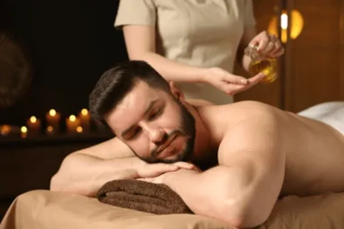 Relaxing massage treatment room in Newport