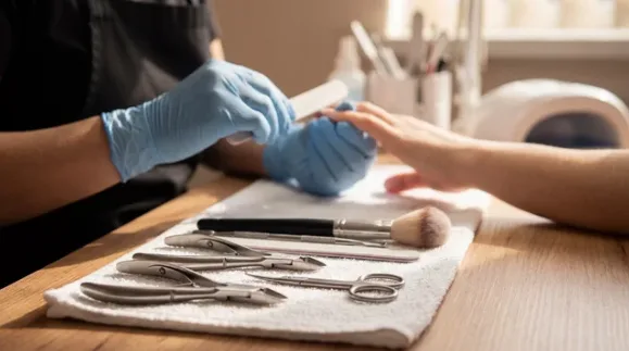 Professional manicure tools setup in Newport